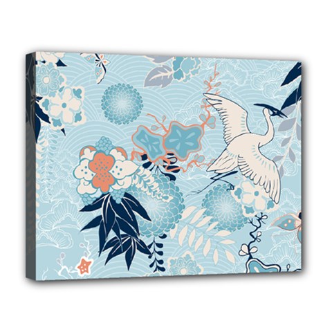 Crane Pattern Bird Animal Nature Canvas 14  X 11  (stretched) by Bedest
