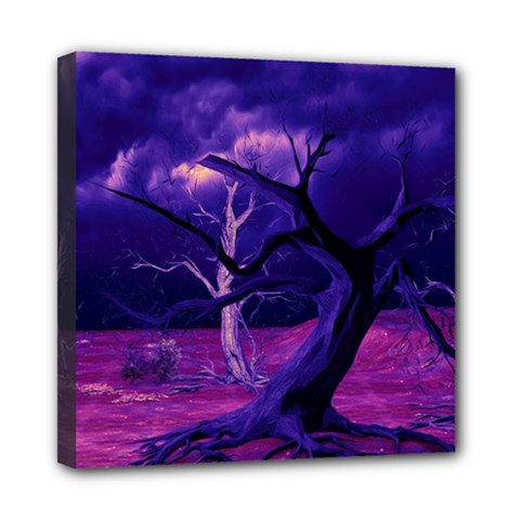 Forest Night Sky Clouds Mystical Mini Canvas 8  X 8  (stretched) by Bedest