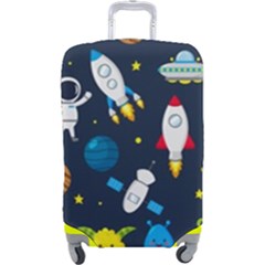 Big Set Cute Astronauts Space Planets Stars Aliens Rockets Ufo Constellations Satellite Moon Rover V Luggage Cover (large) by Bedest