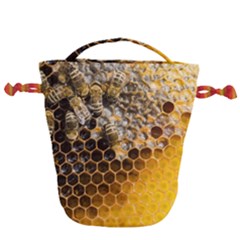 Honeycomb With Bees Drawstring Bucket Bag by Bedest