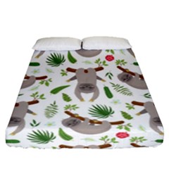 Seamless Pattern With Cute Sloths Fitted Sheet (queen Size) by Bedest