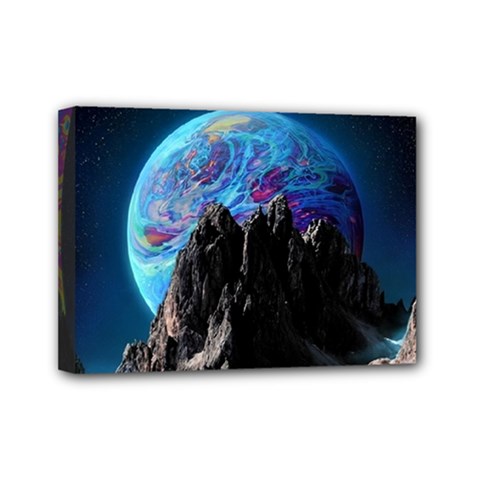 Aesthetic Psychedelic Drawings Art Acid Space Mini Canvas 7  X 5  (stretched) by Cendanart