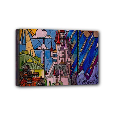 Castle Building Stained Glass Mini Canvas 6  X 4  (stretched) by Cendanart