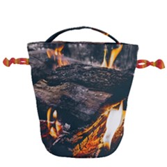 Wood Fire Camping Forest On Drawstring Bucket Bag by Bedest