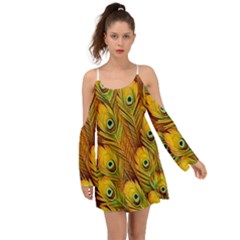 Peacock Feathers Green Yellow Boho Dress by Bedest