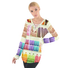 Supermarket Shelf Products Snacks Tie Up T-shirt by Cendanart