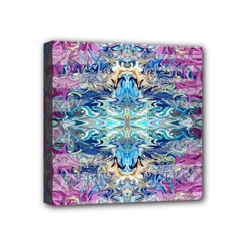 Magenta On Cobalt Arabesque Mini Canvas 4  X 4  (stretched) by kaleidomarblingart