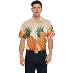 Fruit Pattern Apple Abstract Food Men s Short Sleeve Pocket Shirt  by Proyonanggan