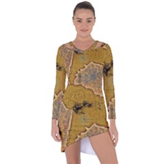 Vintage Map Of The World Continent Asymmetric Cut-out Shift Dress by Proyonanggan