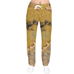 Vintage Map Of The World Continent Women Velvet Drawstring Pants by Proyonanggan