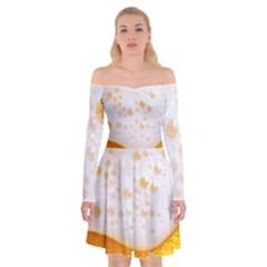 Beer Foam Texture Macro Liquid Bubble Off Shoulder Skater Dress by Cemarart