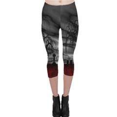 Grave Yard Dark Fantasy Trees Capri Leggings  by Cemarart