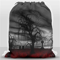 Grave Yard Dark Fantasy Trees Drawstring Bag (large) by Cemarart