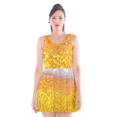 Liquid Bubble Drink Beer With Foam Texture Scoop Neck Skater Dress by Cemarart