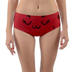 Watermelon Lock Love Reversible Mid-waist Bikini Bottoms by Cemarart