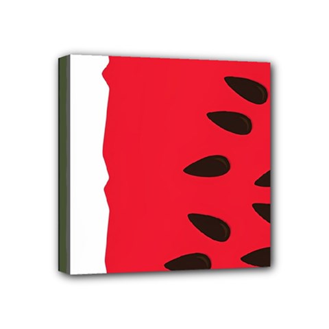 Watermelon Black Green Melon Red Mini Canvas 4  X 4  (stretched) by Cemarart