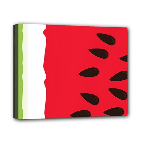 Watermelon Black Green Melon Red Canvas 10  X 8  (stretched) by Cemarart
