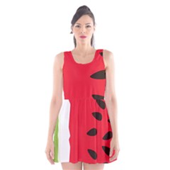 Watermelon Black Green Melon Red Scoop Neck Skater Dress by Cemarart