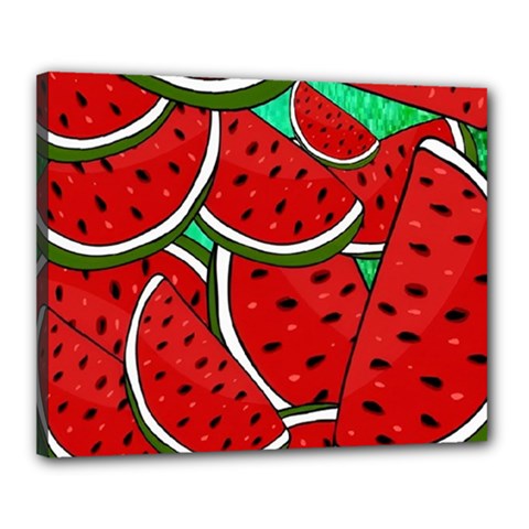 Summer Watermelon Fruit Canvas 20  X 16  (stretched) by Cemarart