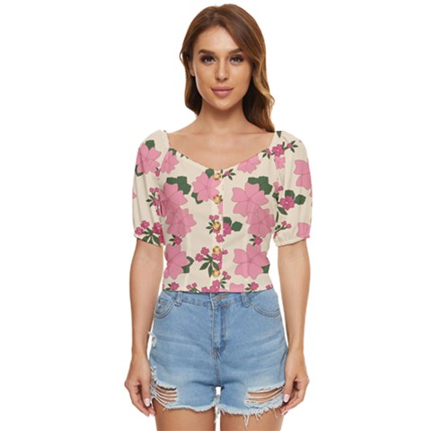 Floral Vintage Flowers Button Up Blouse by Dutashop