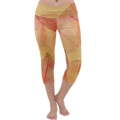 Leaves Patterns Colorful Leaf Pattern Capri Yoga Leggings by Cemarart