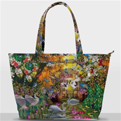 Garden Of Paradise Butterfly Swan Bird Painting Gazebo, Peacock Flower Back Pocket Shoulder Bag  by Ndabl3x