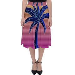 Abstract 3d Art Holiday Island Palm Tree Pink Purple Summer Sunset Water Classic Midi Skirt by Cemarart