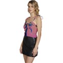 Abstract 3d Art Holiday Island Palm Tree Pink Purple Summer Sunset Water Flowy Camisole Tie Up Top View2