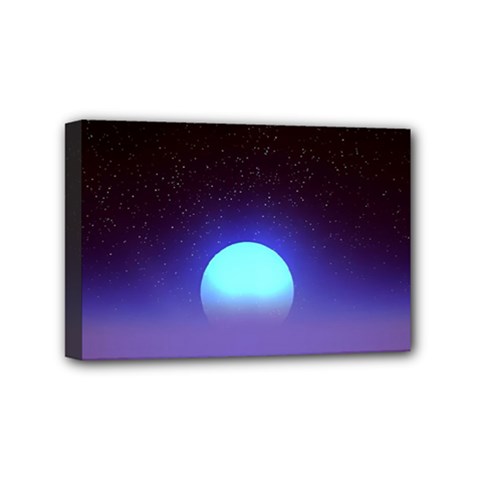 Sunset Colorful Nature Night Purple Star Mini Canvas 6  X 4  (stretched) by Cemarart