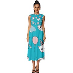 Cat Bunny Sleeveless Round Neck Midi Dress by Grandong