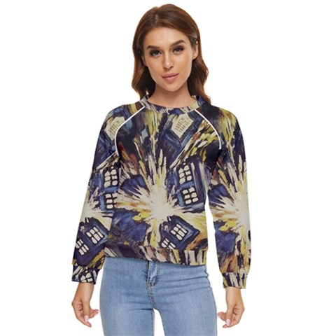 Tardis Doctor Who Pattern Women s Long Sleeve Raglan T-shirt by Cemarart