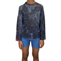 Abstract Tech Computer Motherboard Technology Kids  Long Sleeve Swimwear by Cemarart