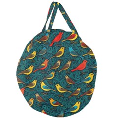 Bird Pattern Colorful Giant Round Zipper Tote by Cemarart