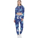Cat Astronaut Space Suit Pattern Cropped Zip Up Lounge Set View1