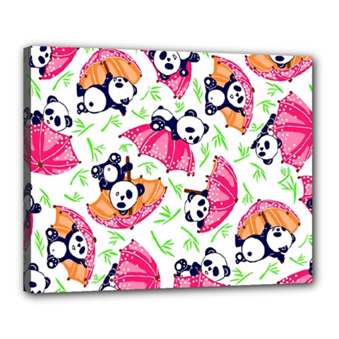 Panda Umbrella Pattern Canvas 20  X 16  (stretched) by Cemarart