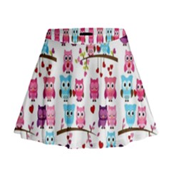 Owl Pattern Mini Flare Skirt by Cemarart