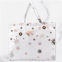 Golden-snowflake Zipper Large Tote Bag by saad11