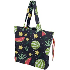 Watermelon Doodle Pattern Drawstring Tote Bag by Cemarart
