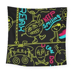 Keep Smiing Doodle Square Tapestry (large) by Cemarart