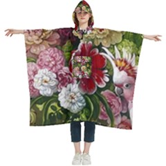 Parrot Painting Flower Art Women s Hooded Rain Ponchos by Cemarart