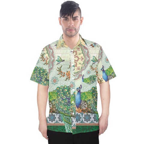 Royal Peacock Feather Art Fantasy Men s Hawaii Shirt by Cemarart