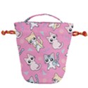 Cute Animal Little Cat Seamless Pattern Drawstring Bucket Bag View2