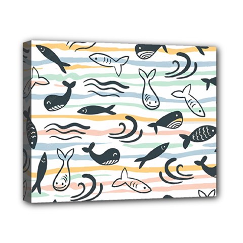 Seamless Vector Pattern With Little Cute Fish Cartoon Canvas 10  X 8  (stretched) by Cemarart