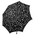 Dark Seamless Pattern With Houses Doodle House Monochrome Hook Handle Umbrellas (Large) View2