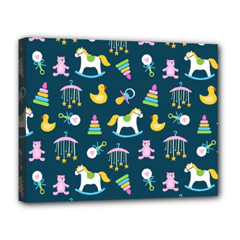 Cute Babies Toys Seamless Pattern Canvas 14  X 11  (stretched) by Ndabl3x