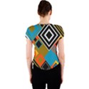Retro Pattern Abstract Art Colorful Square Crew Neck Crop Top View2