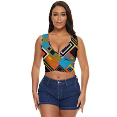 Retro Pattern Abstract Art Colorful Square Women s Sleeveless Wrap Top by Ndabl3x