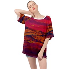 Time Wind Polishpattern Architecture Building City Cityscape Nature Pop-art Pop Surrealism  Retrowave Oversized Chiffon Top by Cemarart