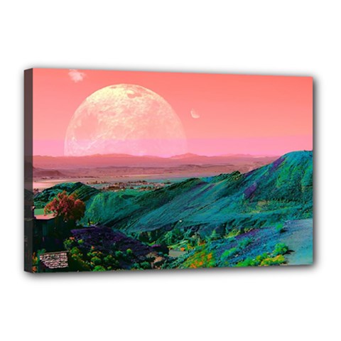 Unicorn Valley Aesthetic Clouds Landscape Mountain Nature Pop Art Surrealism Retrowave Canvas 18  X 12  (stretched) by Cemarart