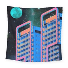 Fantasy City Architecture Building Cityscape Square Tapestry (large) by Cemarart
